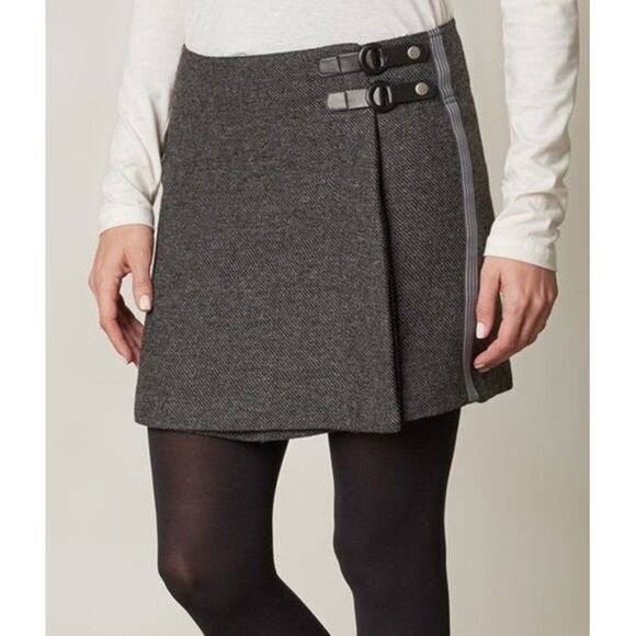Prana Coal Quincy Wool-Blend Buckle Wrap Skirt - Picture 1 of 8